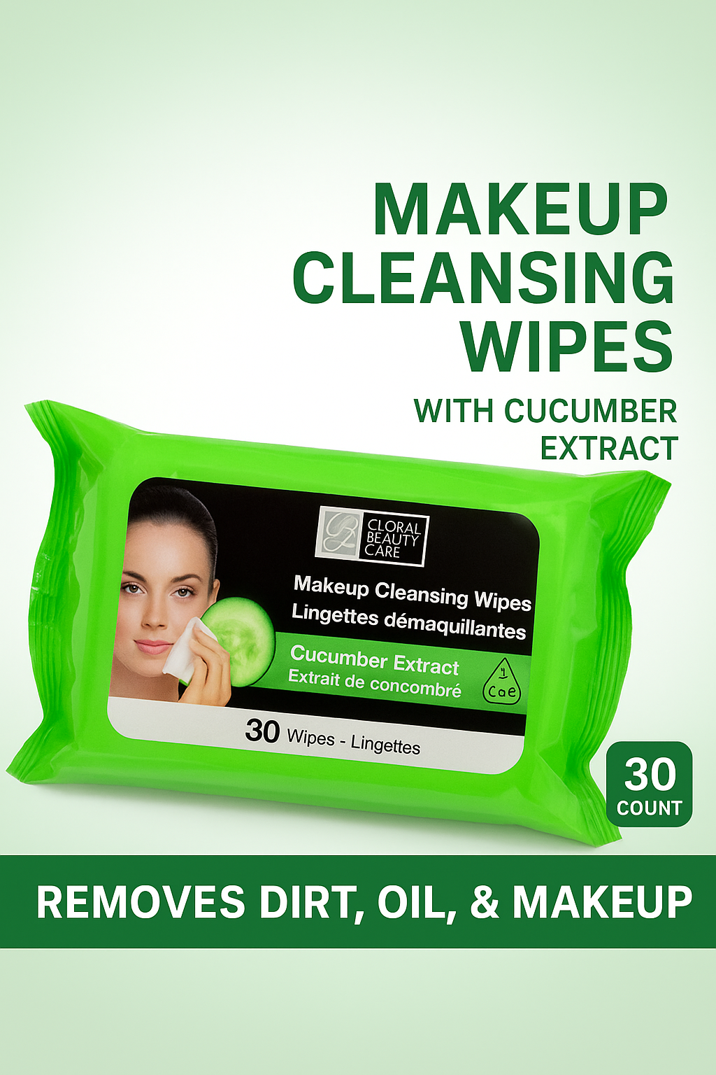Global Beauty Care Makeup Cleansing Wipes  – 30 Count, Enriched with Vitamins A, C & E, Refreshing & Gentle Face Wipes for Makeup Removal and Skin Hydration