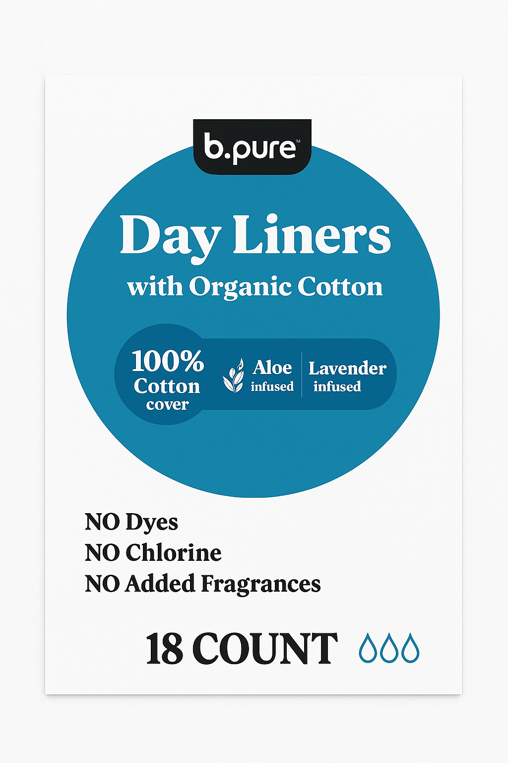 B.Pure Super Pads with Organic Cotton – 10 Count | Aloe & Lavender Infused | 100% Cotton Cover | Chlorine-Free