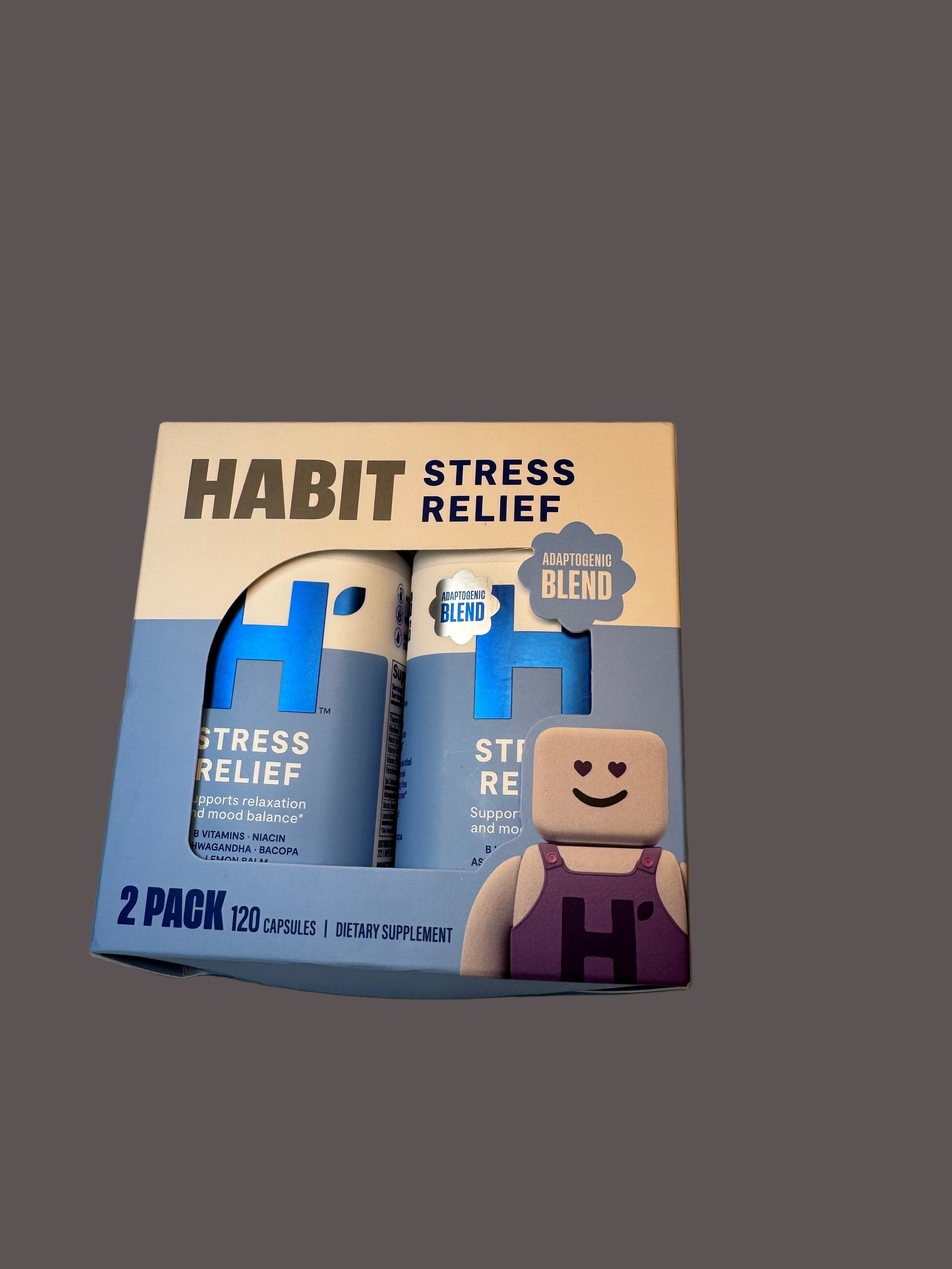 Habit Stress Relief Supplement 2 Pack (120 Capsules) - Supports Relaxation & Mood Balance, Vitamin B, Adaptogens, Lemon Balm, Calming, Vegan, Non-GMO
